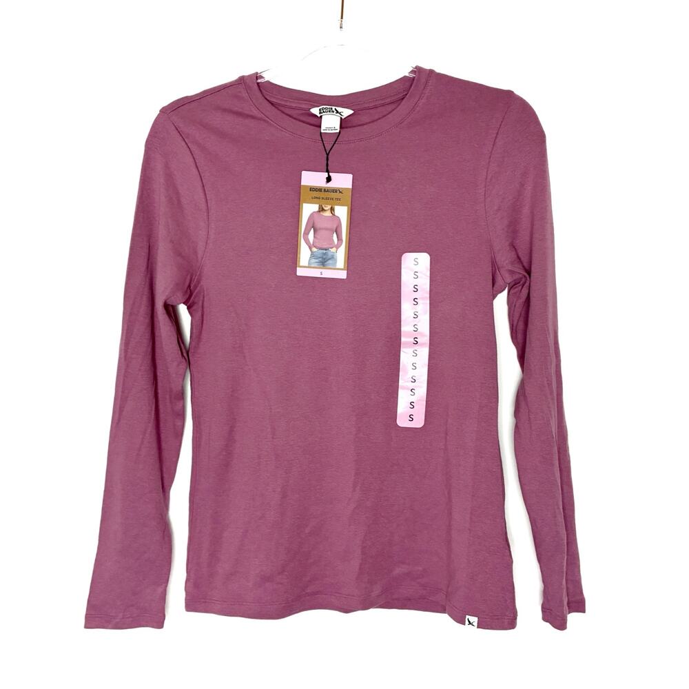 Eddie Bauer Rose Pink Long Sleeve Tee Cotton Blend NWT Womens Small